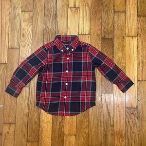 PRE-OWNED - Janie and Jack Red Plaid Button Down Shirt Size 12 to 18 Months